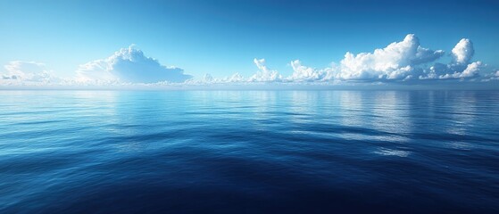 Fototapeta premium Calm Blue Sea and Sky Panoramic View