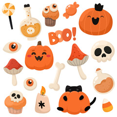 Set of Halloween isolates, holiday attributes, and Halloween isolates for the holiday.