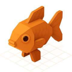 Orange geometric woodlike goldfish illustration for backgrounds, animalthemed designs, logos, and decorations adding a unique touch to projects.