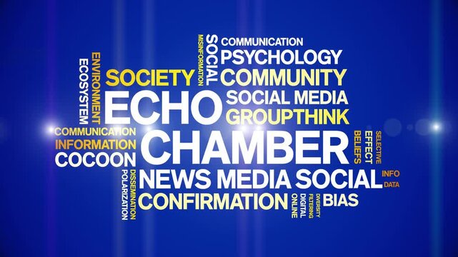 Echo Chamber animated word cloud-text design animation tag kinetic typography seamless loop.
