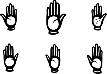 Fototapeta premium Hand Gesture Icons Set Showing Palm Symbols and Communication Signs
