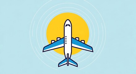 Fototapeta premium Airplane flying in the sky with the sun in the background.