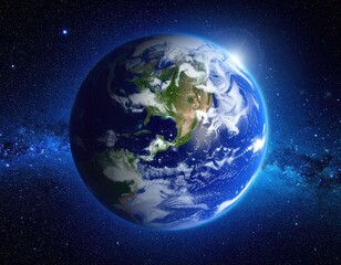 Obraz premium Earth view from space with rising sun