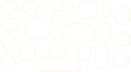 The bubbles are drawn in a hand-drawn or casual vector style, showcasing a wide variety of shapes and sizes.. orange color.
