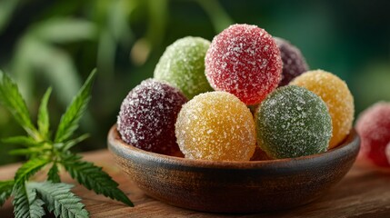 Obraz premium Candy Delights: A captivating close-up showcases an assortment of delectable, colorful candies artfully presented, inviting immediate sensory indulgence. 