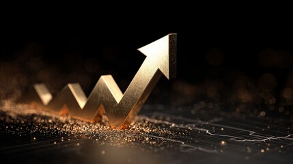 Golden Ascent: A gleaming golden arrow points upwards, symbolizing growth and progress against a deep, sophisticated backdrop.
