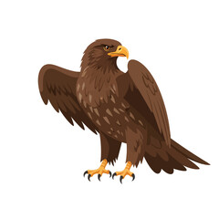 Eagle. Flat illustration of bird. Vector illustration for prints, clothing, packaging, stickers.
