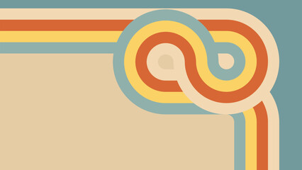 70s abstract retro rainbow backgound. Groovy vinateg line pattern with stripe art and funky perspective shape. Dynamic psychedelic illustration with playful swirl flow with 80s style aesthetic.
