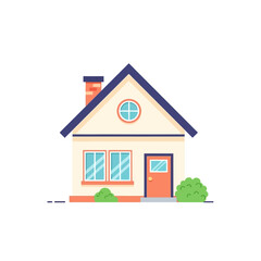 House Icon front view in color sky blue and marigold, vector illustration isolated on white background