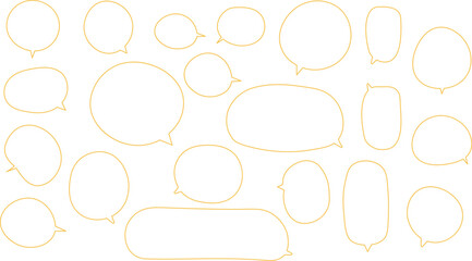 The bubbles are drawn in a hand-drawn or casual vector style, showcasing a wide variety of shapes and sizes.. orange color.
