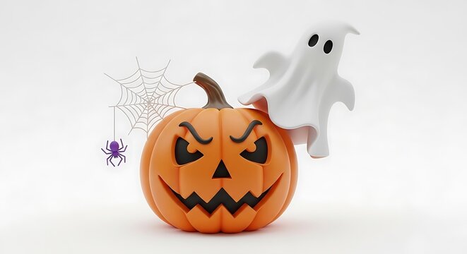 Halloween pumpkin ghost spider web decoration.