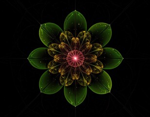 Abstract flower Green petals surround a glowing center
