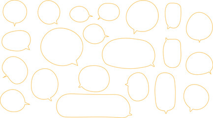 The bubbles are drawn in a hand-drawn or casual vector style, showcasing a wide variety of shapes and sizes.. orange color.
