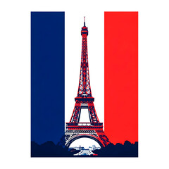 Obraz premium Eiffel Tower stands tall with French flag colors