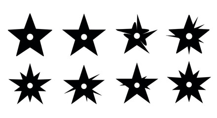 Set of star icons simple flat vector design isolated on white background