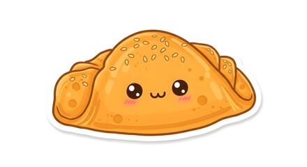 Cheese sambousek with blush cheeks, cartoon sticker