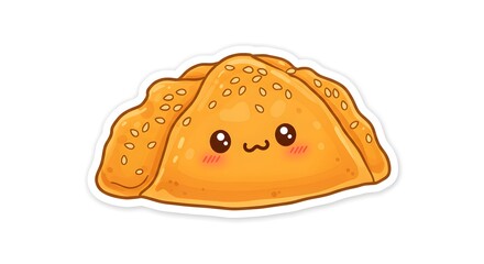 Cheese sambousek with blush cheeks, cartoon sticker
