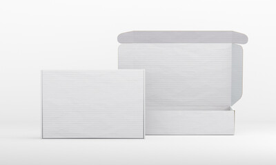 Two blank packaging boxes mockup, closed and open