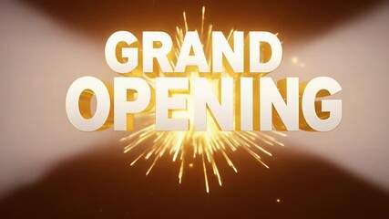 Grand Opening Celebration with Fireworks and Spotlight Effect.