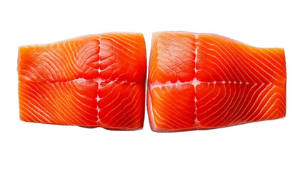 Fresh salmon fillet variations collection, isolated on transparent background