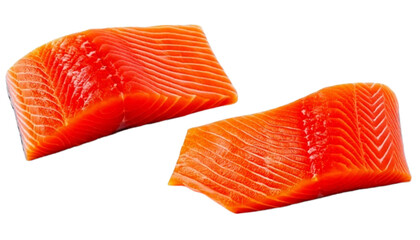 Raw salmon fillet duo bright and fresh, isolated on transparent background