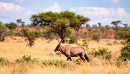 Naklejka premium A gazelle in a savanna landscape
