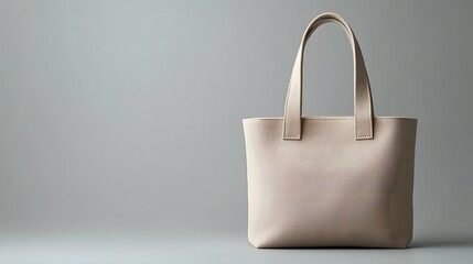 Stylish beige tote bag displayed against a minimalistic gray background for fashion enthusiasts