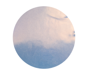 Abstract Round gradient texture duct sticker an opaque round liquid, clear ocean blue water merging with transparent beige, light background