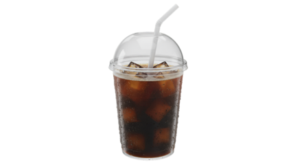 Iced Coffee Refreshment: A refreshing iced coffee, a cool beverage, is ready to quench thirst with its delightful mix of coffee, ice, and straw. Ideal for a hot day.