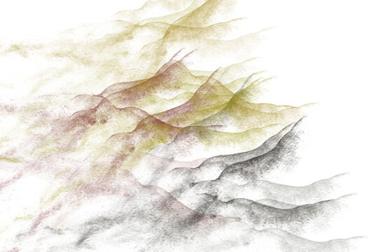 Abstract background of watercolor spots in grunge style, the texture of a stroke of watercolor paint on a white background.
