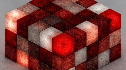 Repeating textured cubes forming abstract geometric pattern