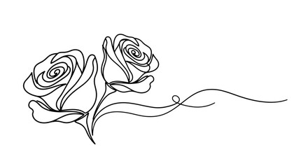 Elegant rose flower line art illustration continuous drawing style minimalist vector design element