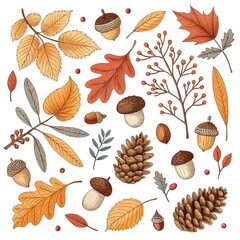 Obraz premium Autumn harvest elements perfect for fall designs, invites, and seasonal commercial projects
