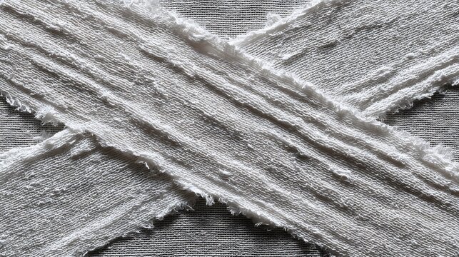 White fabric texture creating abstract bandage cross
