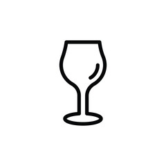 A line drawing of a wine glass with a base stem bowl and a small curve inside the glass