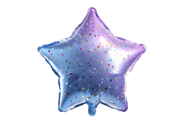 A Happy New Year star-shaped balloon, isolated on a transparent background.