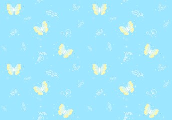 Seamless butterfly pattern with floral, sparkle, dots.  Luxury repeat design for decor, wrap, fabric, stationary. Fairy magical vibe, vibrant, vivid, pastel colours