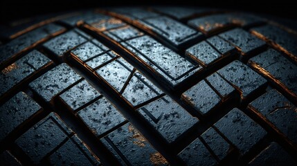 Abstract close up of dark industrial tire texture