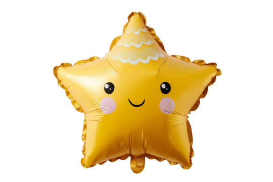 A Happy New Year star-shaped balloon, isolated on a transparent background.