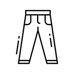 Graphic icon of pants black lines depict waistband pockets legs and cuffs