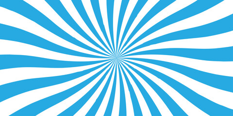 Sunburst pattern blue and white background design. Vintage sunrays illustration swirl line. sun beam vector banner design pop art comic burst gradient concept pattern.	
