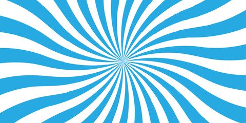 Sunburst pattern blue and white background design. Vintage sunrays illustration swirl line. sun beam vector banner design pop art comic burst gradient concept pattern.	
