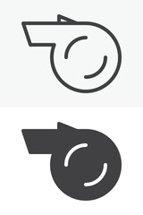 Trainer whistle line outline & solid different style icon set pack