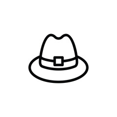 Stylized black outline of a pilgrim hat with a wide brim and square buckle