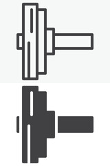 Gym weight plate line outline & solid different style icon set pack