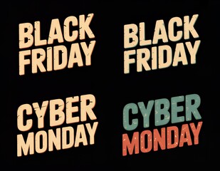 Obraz premium Stylized typography for Black Friday and Cyber Monday promotions.