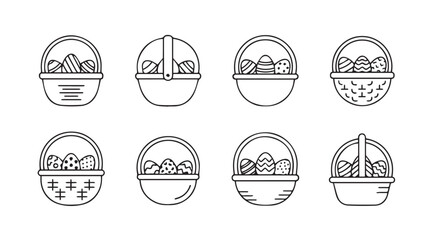 Naklejka premium Vector art of easter basket set