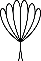 Minimalist Black and White Outline of a Stylized Flower or Seed Pod