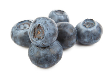 fresh blueberries isolated on white background close up. studio shot.