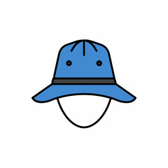 Flat Style Summer Blue Bucket Hat Headwear Fashion Illustration